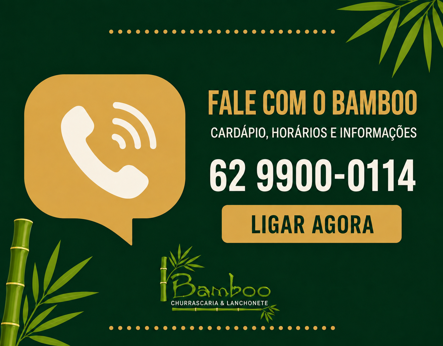 Fale com o Bamboo - Cardápio, horários e informações: 62 9900-0114